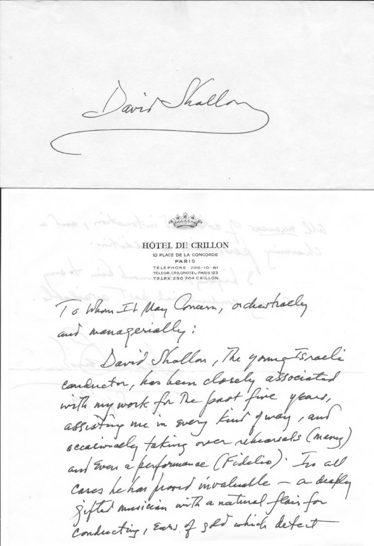 1979, Leonard Bernstein about David Shallon