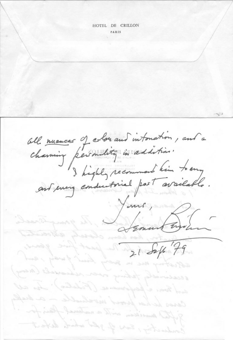 1979, Leonard Bernstein about David Shallon
