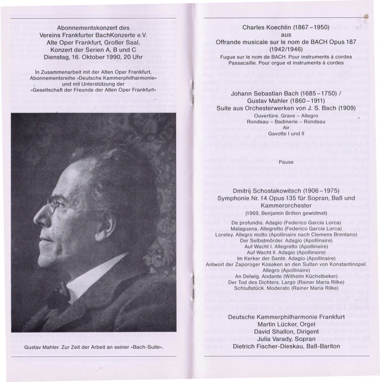 1990-10-16, Conducting Schostakowitsch Nr 14 with Fischer-Dieskau, Varady, the Deutsche Kammerphilharmonie Frankfurt