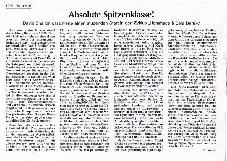 2000-01, Hommage à Bartók, Luxembourg Philharmonic Orchestra, Review in german-1