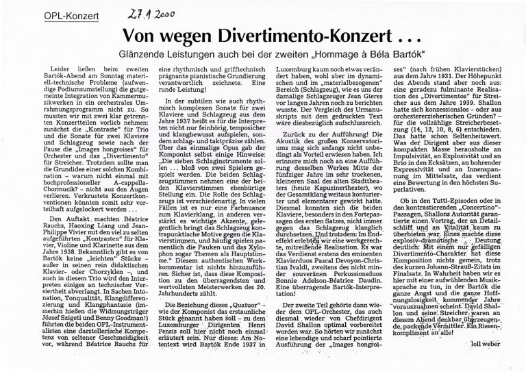 2000-01, Hommage à Bartók, Luxembourg Philharmonic Orchestra, Review in german-2